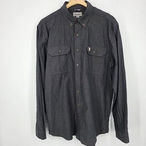Carhartt Men Original Fit Long Sleeve Button-Up Shirt L-T Dark Gray